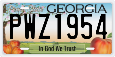 GA license plate PWZ1954