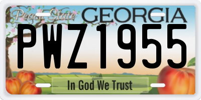 GA license plate PWZ1955