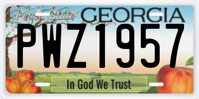GA license plate PWZ1957