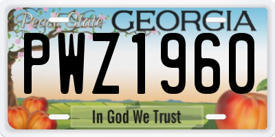 GA license plate PWZ1960