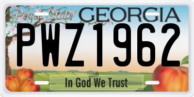 GA license plate PWZ1962