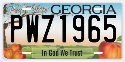 GA license plate PWZ1965