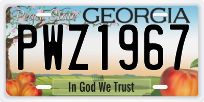 GA license plate PWZ1967