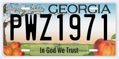 GA license plate PWZ1971