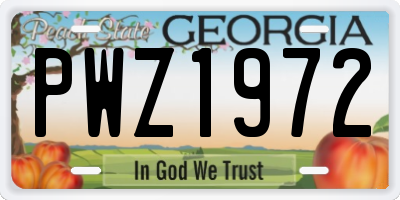 GA license plate PWZ1972