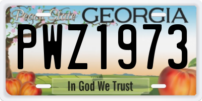 GA license plate PWZ1973