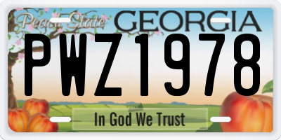 GA license plate PWZ1978