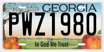 GA license plate PWZ1980