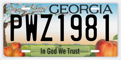 GA license plate PWZ1981