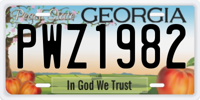GA license plate PWZ1982