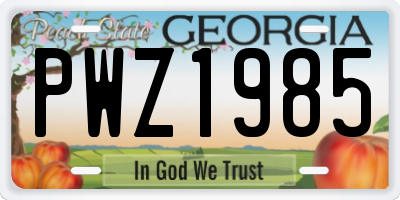 GA license plate PWZ1985