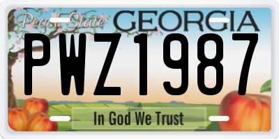 GA license plate PWZ1987