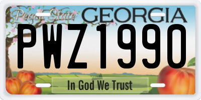 GA license plate PWZ1990