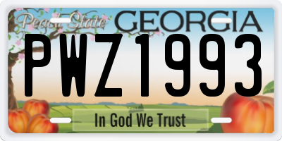 GA license plate PWZ1993