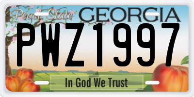 GA license plate PWZ1997