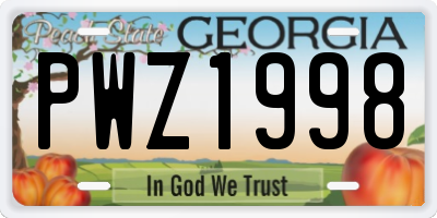 GA license plate PWZ1998