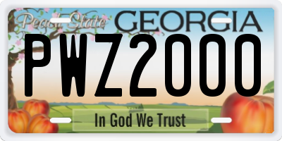GA license plate PWZ2000