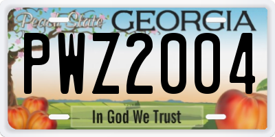 GA license plate PWZ2004