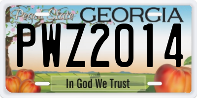GA license plate PWZ2014
