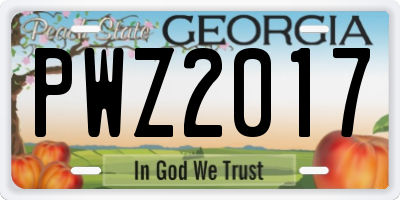 GA license plate PWZ2017