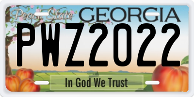 GA license plate PWZ2022