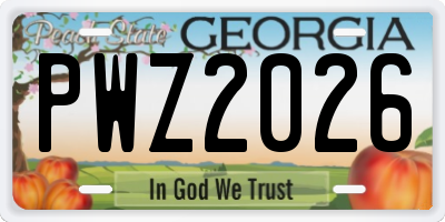 GA license plate PWZ2026