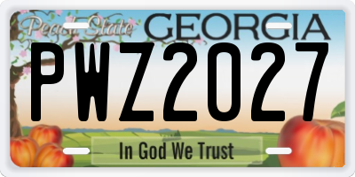 GA license plate PWZ2027