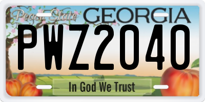 GA license plate PWZ2040