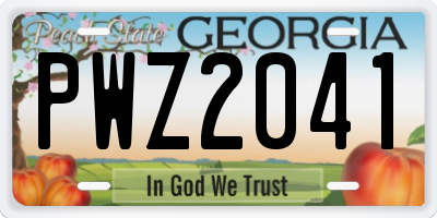 GA license plate PWZ2041