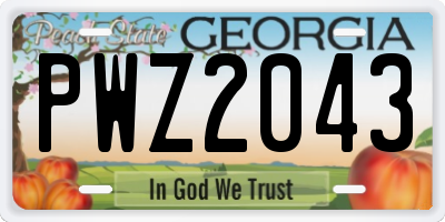 GA license plate PWZ2043