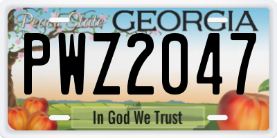 GA license plate PWZ2047
