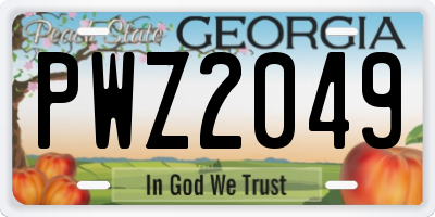 GA license plate PWZ2049