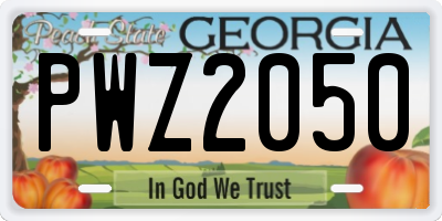 GA license plate PWZ2050
