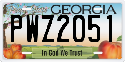 GA license plate PWZ2051