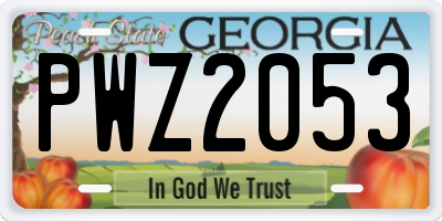 GA license plate PWZ2053