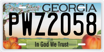 GA license plate PWZ2058