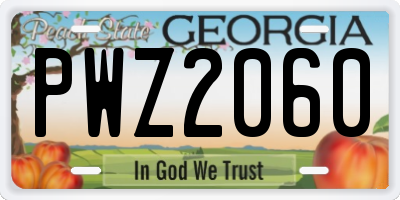 GA license plate PWZ2060