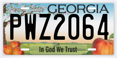 GA license plate PWZ2064