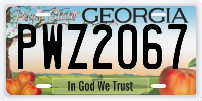 GA license plate PWZ2067