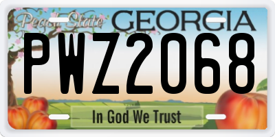 GA license plate PWZ2068