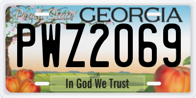 GA license plate PWZ2069
