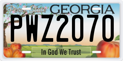GA license plate PWZ2070