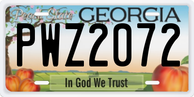 GA license plate PWZ2072