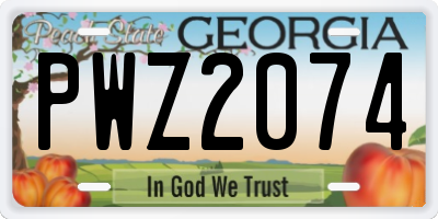 GA license plate PWZ2074