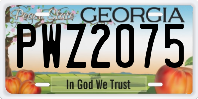 GA license plate PWZ2075