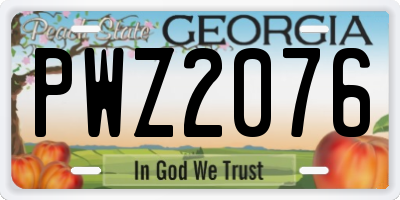 GA license plate PWZ2076