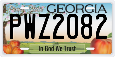 GA license plate PWZ2082