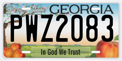 GA license plate PWZ2083
