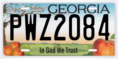 GA license plate PWZ2084
