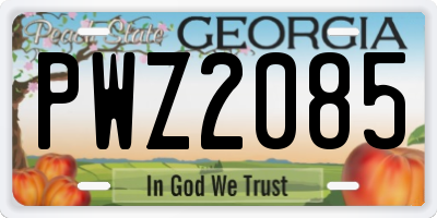 GA license plate PWZ2085